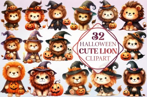 Download Watercolor Halloween Cute Lion Clipart - Premium Resources
