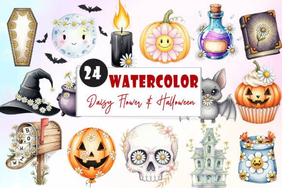 Download Daisy Flower &amp; Halloween Clipart - Premium Bundle