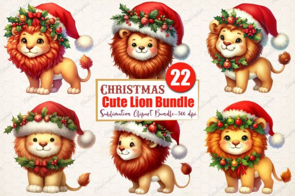 Download Watercolor Christmas Cute Lion Clipart - Premium Resources